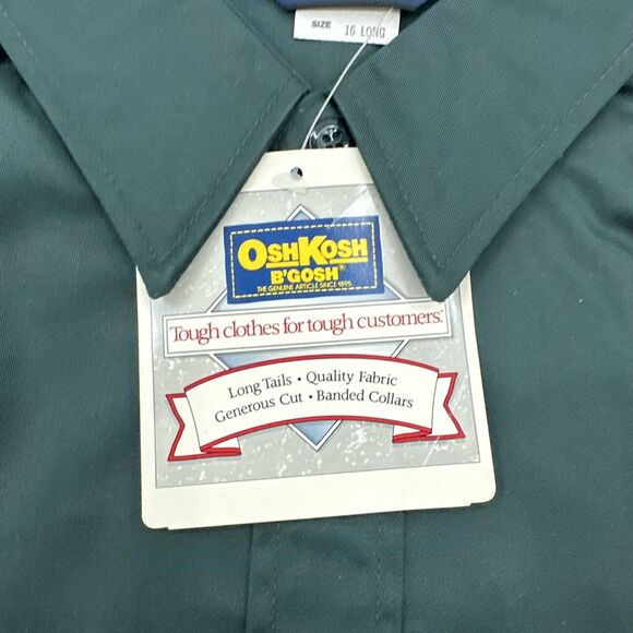Vintage Oshkosh B'gosh Men's Long Sleeve Snap Front Work Shirt, 16 Long, NOS - Picture 2 of 7